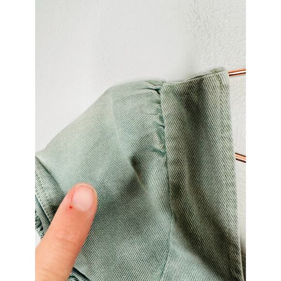 LOUNA Green Denim Empire Waist Babydoll Style Mini Dress Size Extra Small - Picture 7 of 13